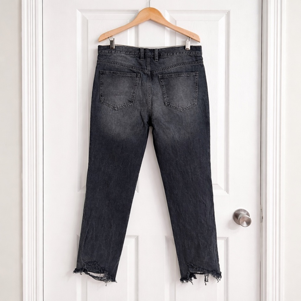 Free People We The Free Black Distressed Jeans Women 28 Raw Hem Cropped Straight - Picture 2 of 9